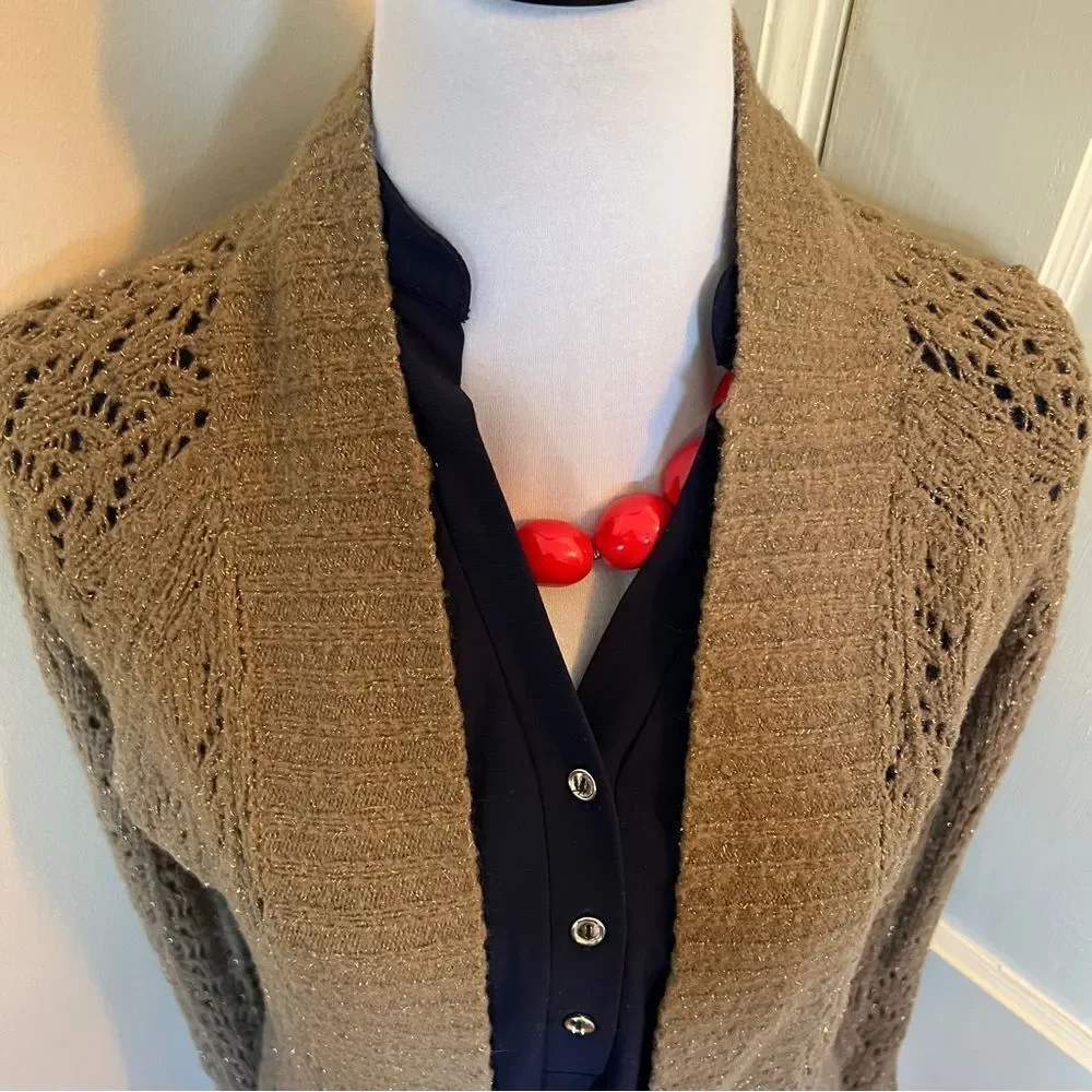 Loft Open Knit Brown Shrug with Long Sleeves Excellent condition Women's Medium